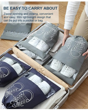 Pack of 3 Non-Printed Shoes Storage Bag – Travel Drawstring Shoe Organizer (Dustproof)