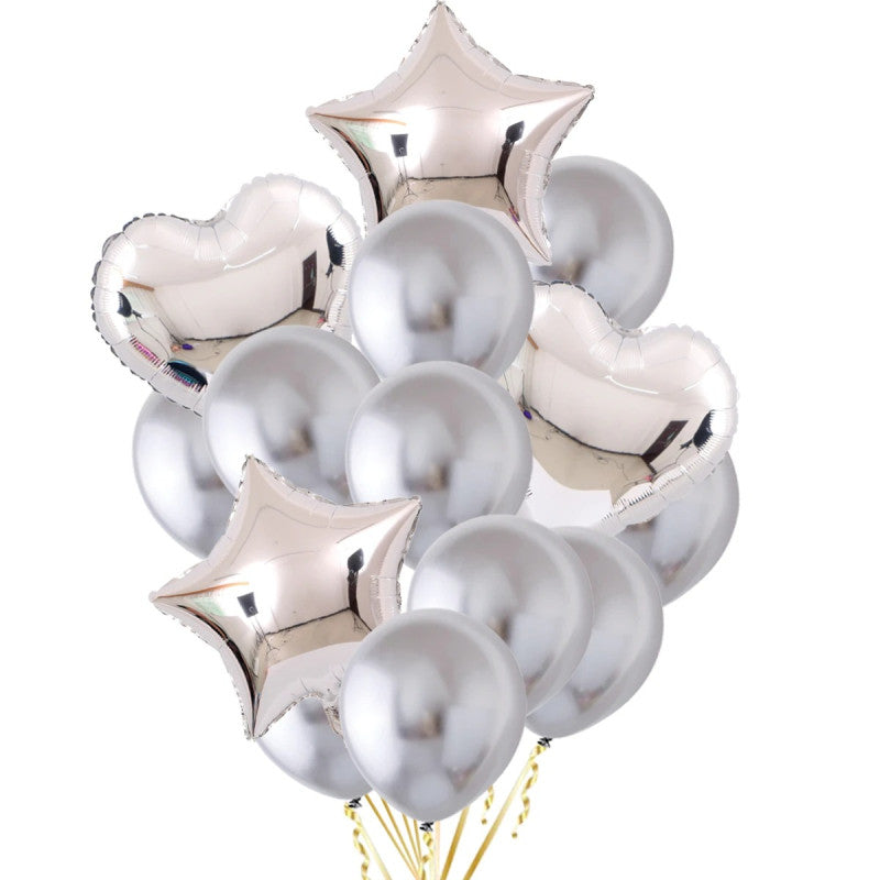 14 Pcs Confetti Decorative Party Balloons Set (Star - Heart)