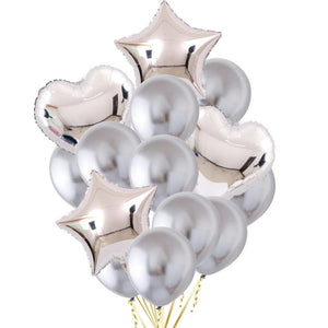 14 Pcs Confetti Decorative Party Balloons Set (Star - Heart)