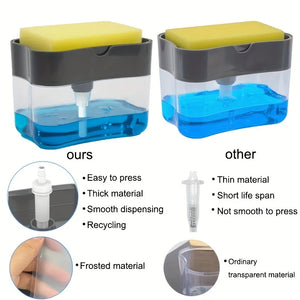 2-in-1 Soap Pump Dispenser with Sponge Holder – Press Type Liquid Soap Box