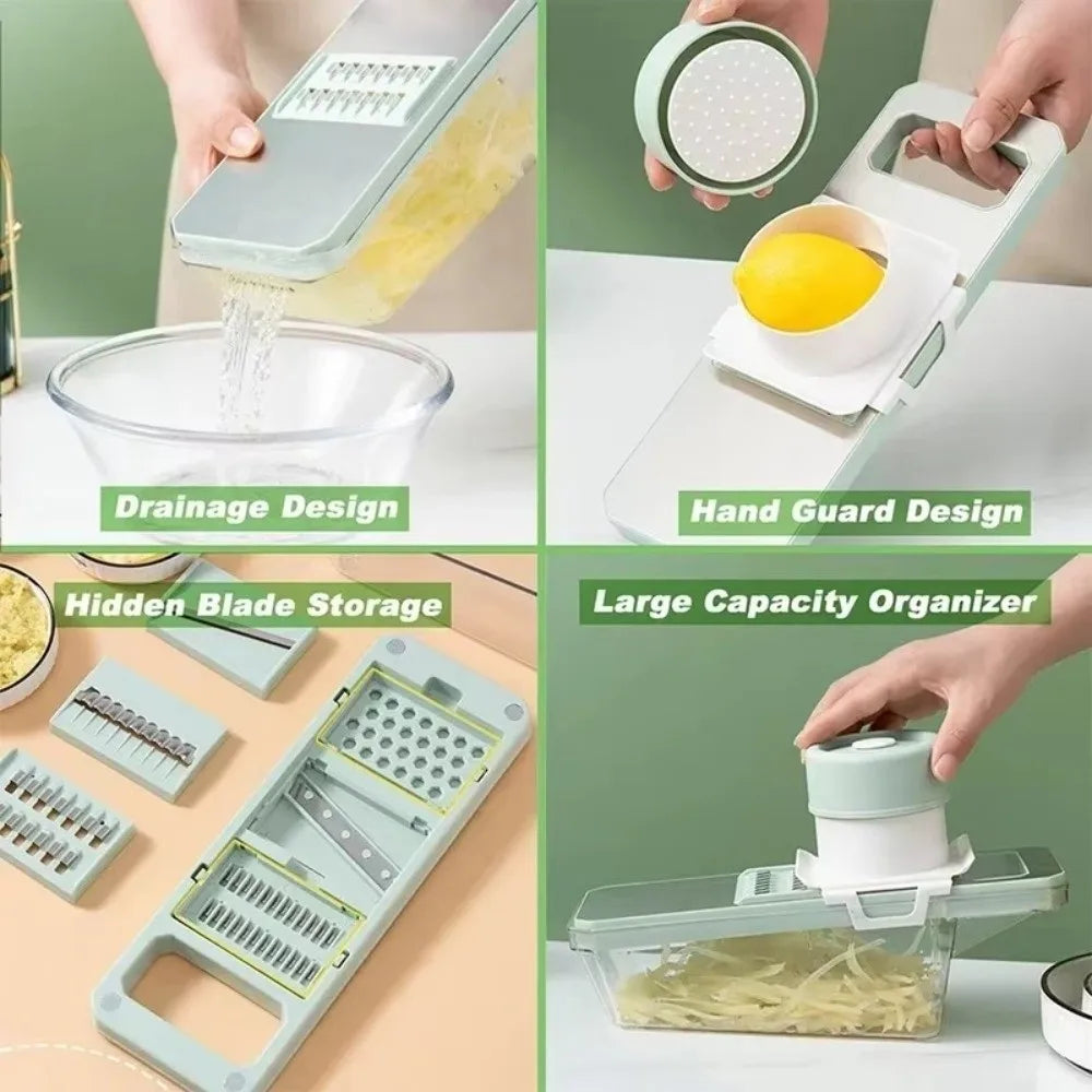 5-in-1 Vegetable Slicer with Drainer – Multi-Function Cutter & Chopper Box