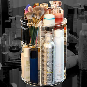 Diamond Cut Makeup Organizer (10 Inch) – 360° Rotating Cosmetic Storage Box