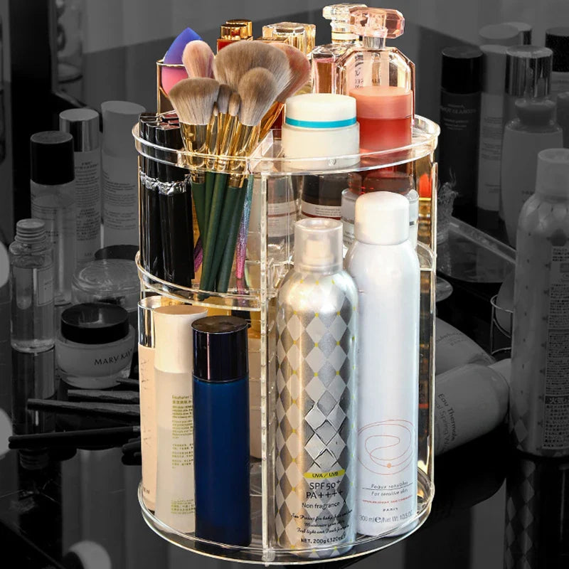 Diamond Cut Makeup Organizer (10 Inch) – 360° Rotating Cosmetic Storage Box
