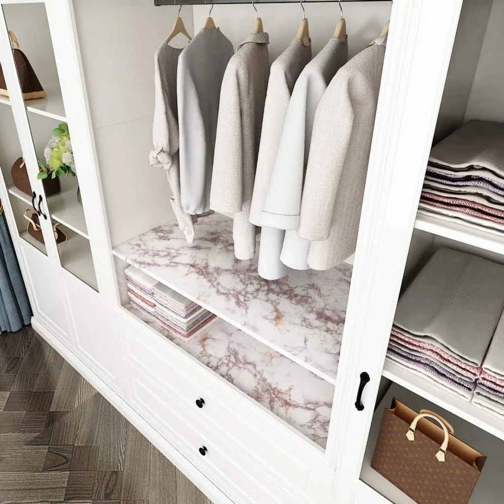 White Marble Sticker Sheet (60x200cm) – Self Adhesive Kitchen Countertop & Cabinet Cover