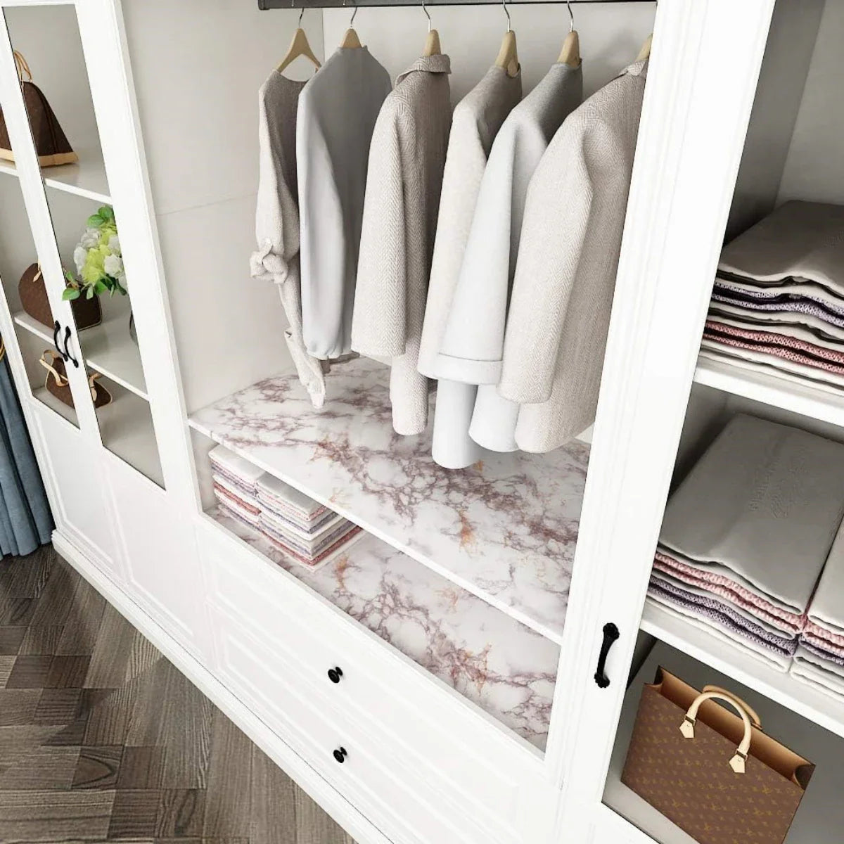 White Marble Sticker Sheet (60x200cm) – Self Adhesive Kitchen Countertop & Cabinet Cover