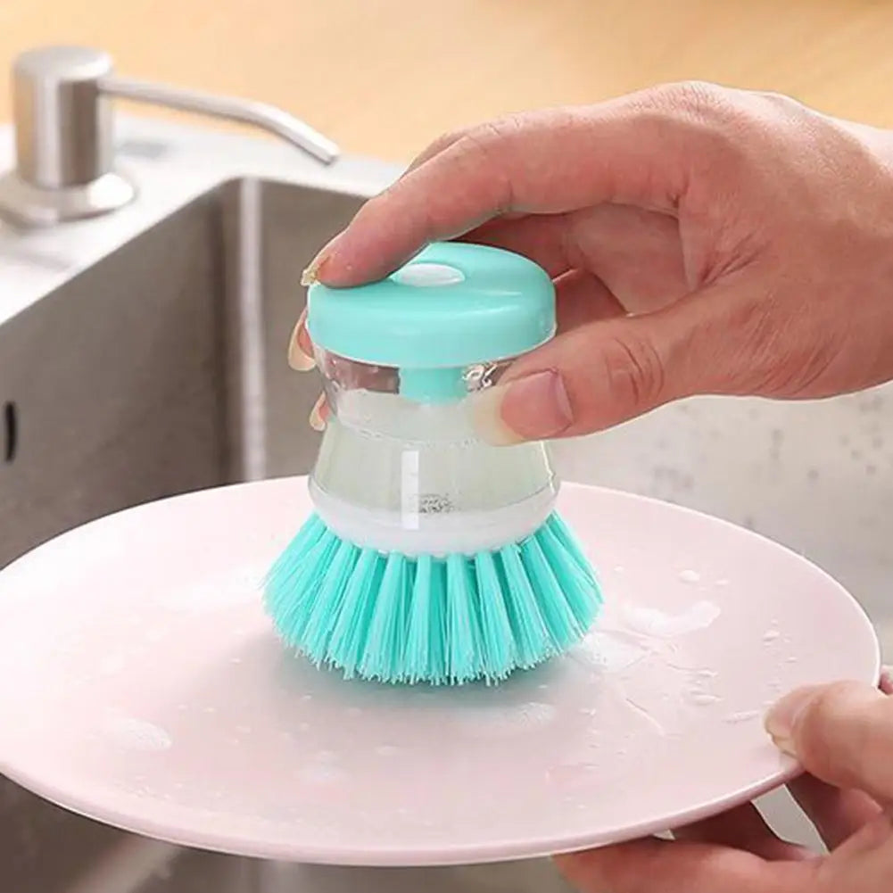 Pack of 2 Dish Cleaning Brush with Soap Dispenser – Automatic Liquid Dispensing Kitchen Scrubber