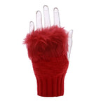 Winter Women Gloves – Soft Wool Knit Fingerless Gloves with Fur | Warm & Stylish Hand Warmers