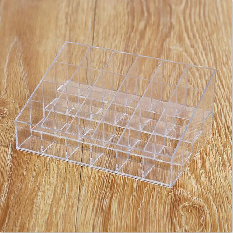 24 Grid Makeup Organizer – Acrylic Cosmetic Storage Box | Lipstick, Nail Polish & Beauty Organizer