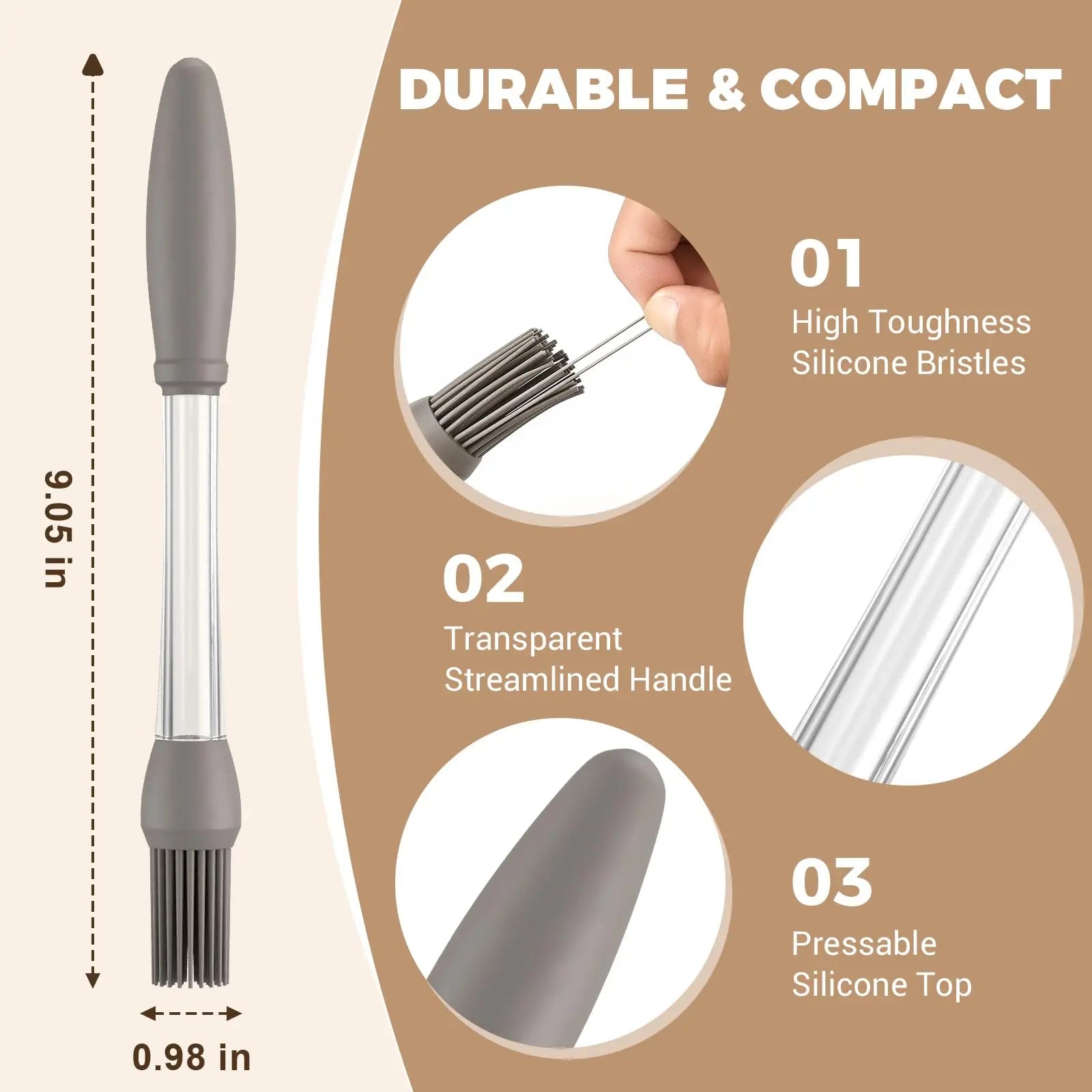 Pack of 2 Oil Push Silicone Brush – BBQ Oil Dispenser Brush for Cooking & Baking