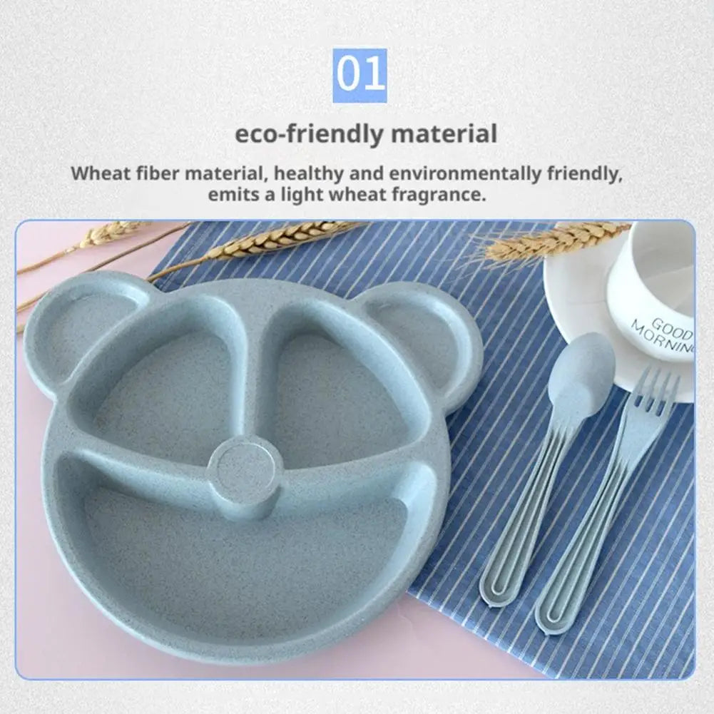 Pack of 3 Panda Shape Kids Plate – 3 Compartment Cartoon Dinner Plate