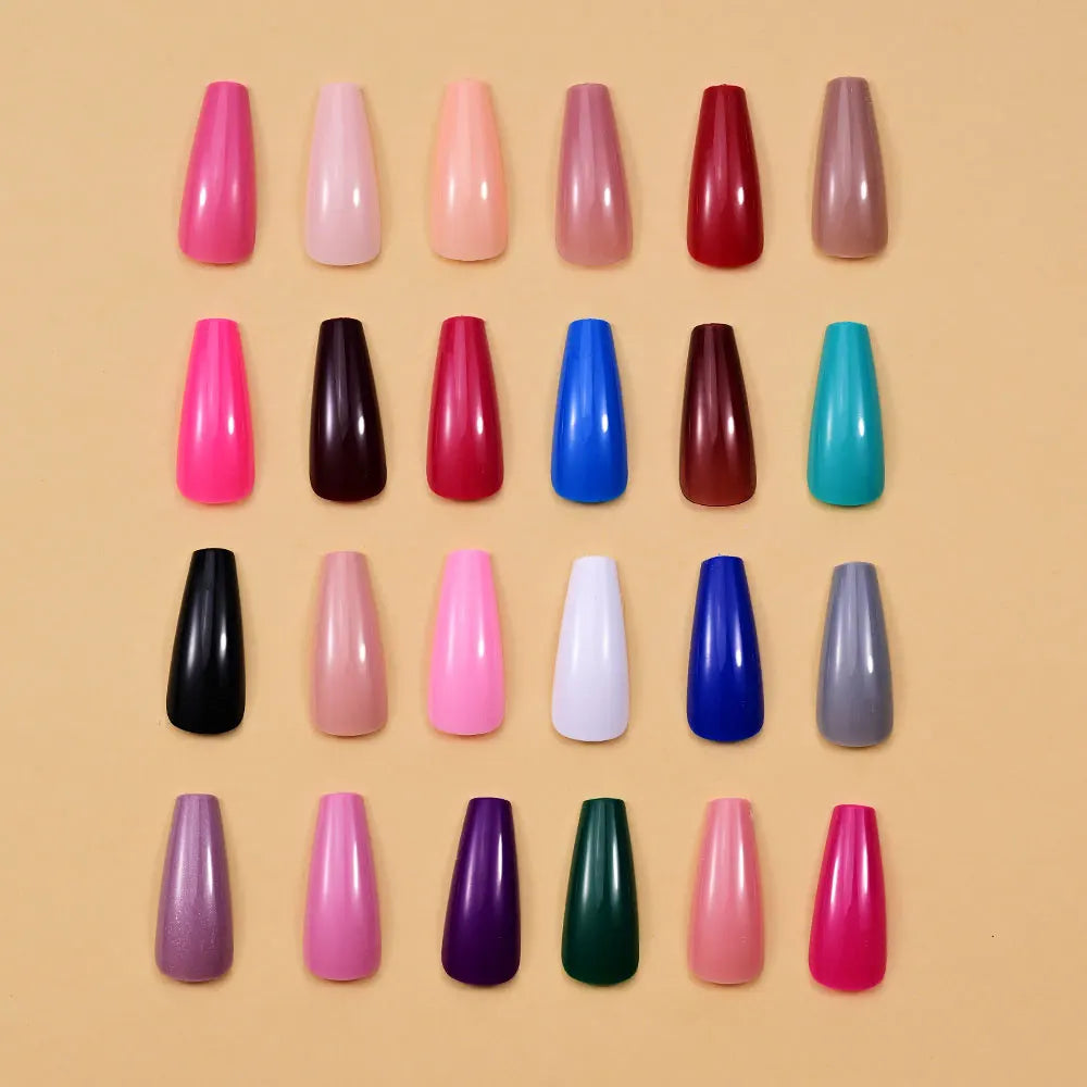 576pcs Artificial Nail Tips Set – Multi Color Long Nails Kit