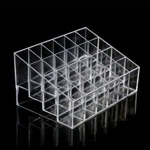 24 Grid Makeup Organizer – Acrylic Cosmetic Storage Box | Lipstick, Nail Polish & Beauty Organizer