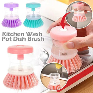 Pack of 2 Dish Cleaning Brush with Soap Dispenser – Automatic Liquid Dispensing Kitchen Scrubber