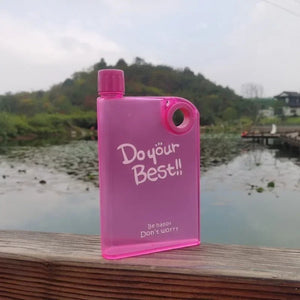 Notebook Water Bottle – Slim Flat Book Shape Bottle (Portable & Leakproof)
