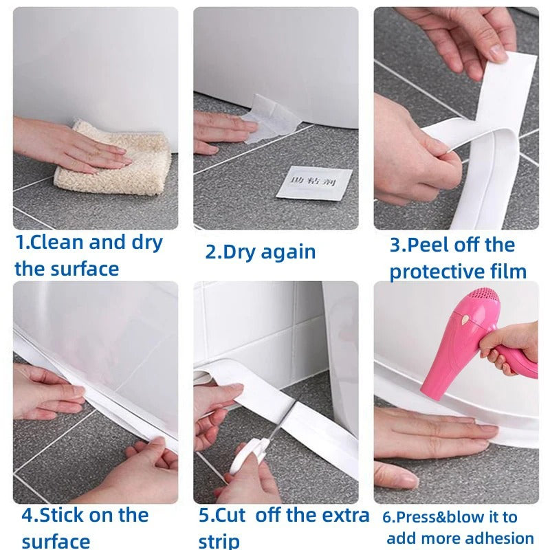 PVC Sealing Strip Tape – Waterproof Kitchen & Bathroom Gap Seal (Self-Adhesive)