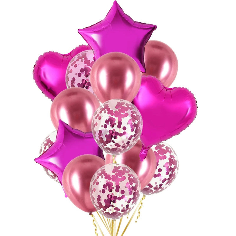 14 Pcs Confetti Decorative Party Balloons Set (Star - Heart)