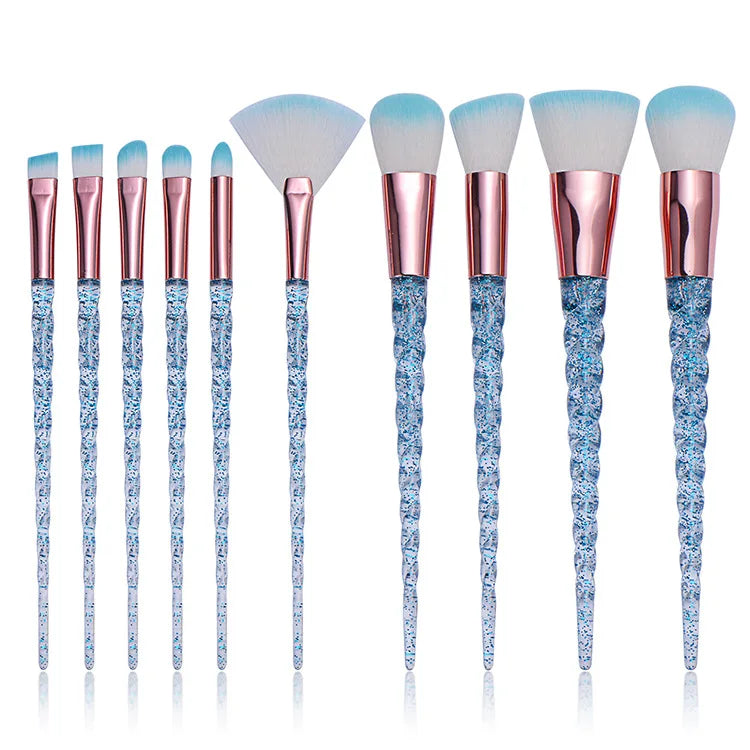 Glitter Pagoda 7pcs Makeup Brush Set – Crystal Handle Cosmetic Brushes Kit