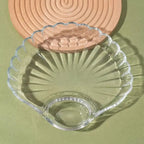 Pack of 2 Crystal Sea Shell Plate – Elegant Glass Serving Plate with Sauce Compartment