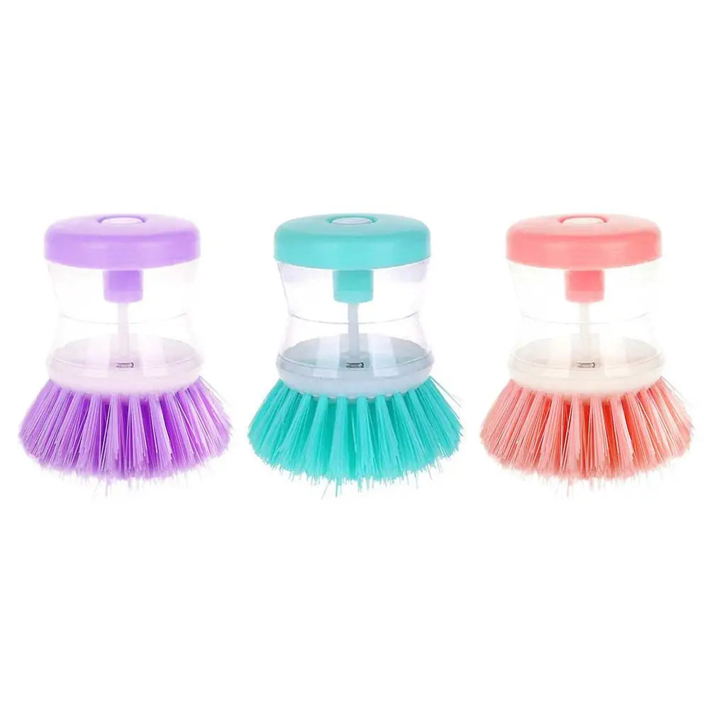 Pack of 2 Dish Cleaning Brush with Soap Dispenser – Automatic Liquid Dispensing Kitchen Scrubber