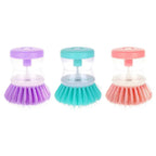 Pack of 2 Dish Cleaning Brush with Soap Dispenser – Automatic Liquid Dispensing Kitchen Scrubber