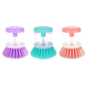 Pack of 2 Dish Cleaning Brush with Soap Dispenser – Automatic Liquid Dispensing Kitchen Scrubber