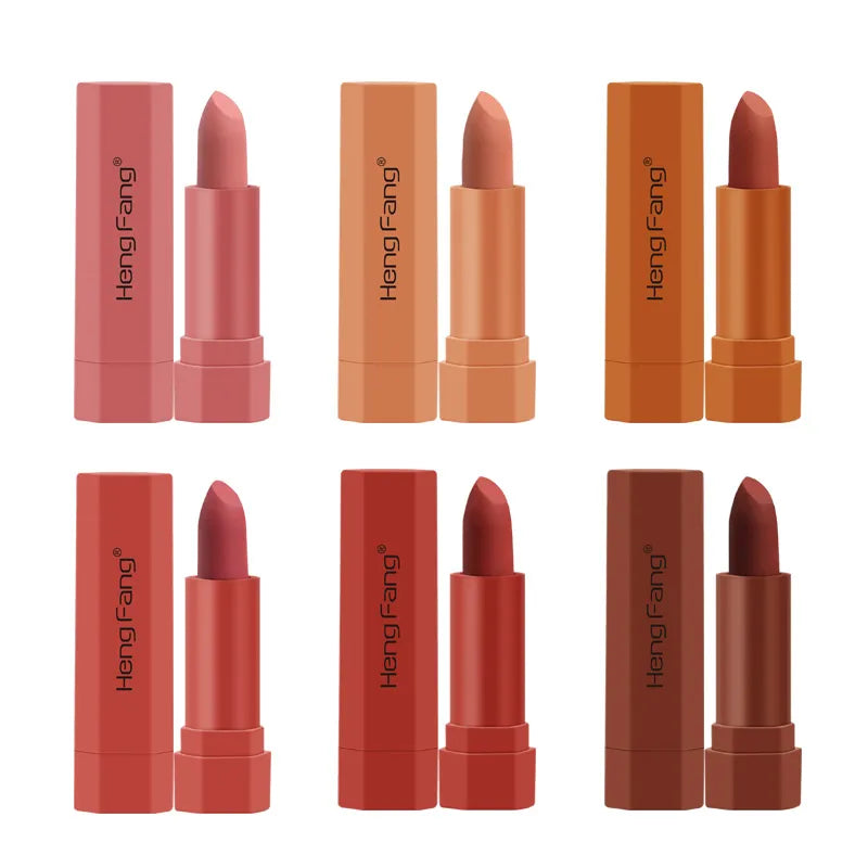 Heng Fang Mini Lipstick Set (6 Shades) – Matte Red & Nude Lipsticks Kit