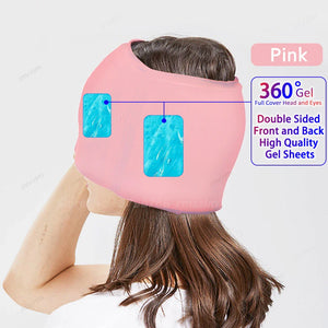 Hot & Cold Therapy Ice Cap – Gel Headache Relief Mask | Migraine Relief & Stress Cooling Cap