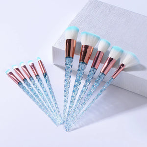Glitter Pagoda 7pcs Makeup Brush Set – Crystal Handle Cosmetic Brushes Kit