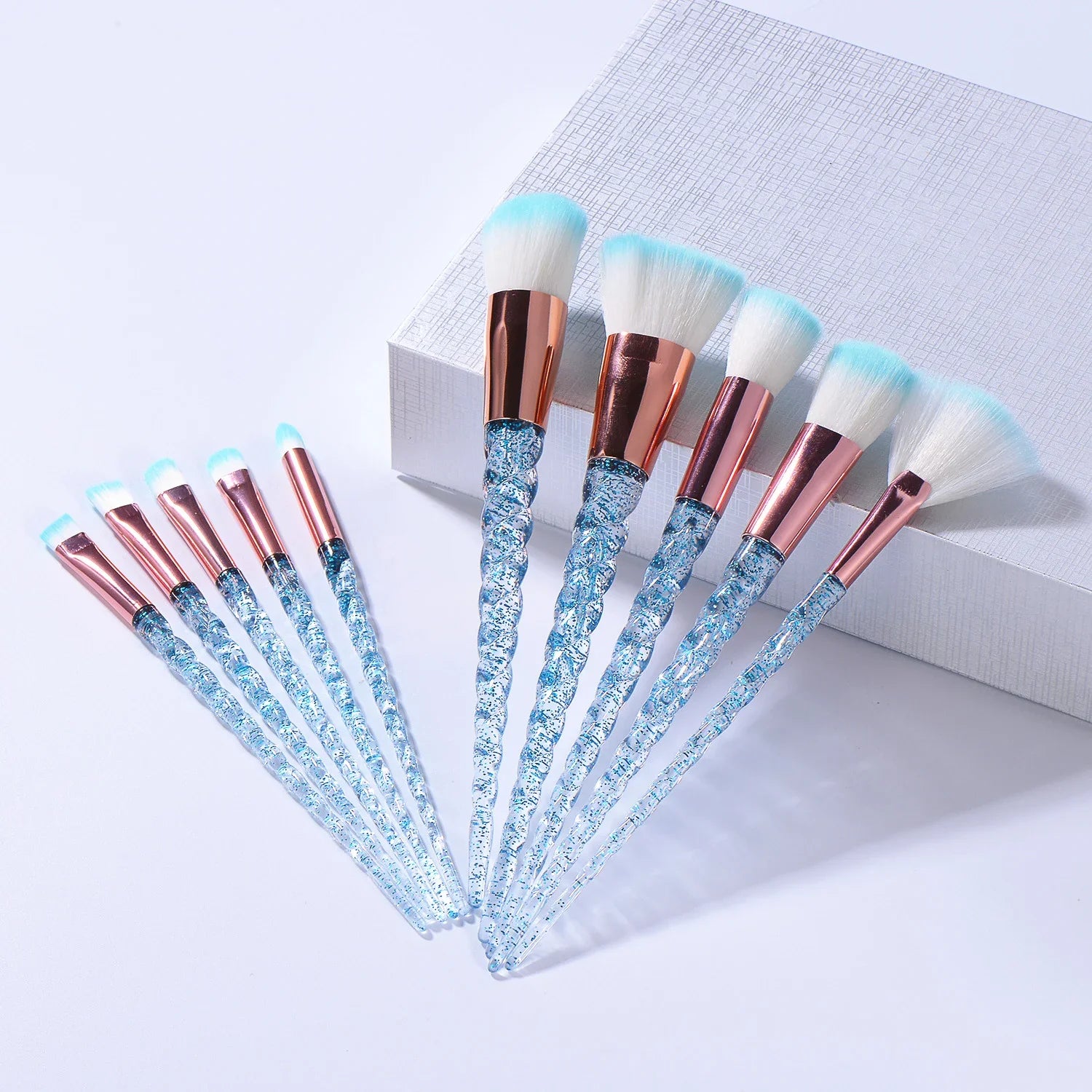 Glitter Pagoda 7pcs Makeup Brush Set – Crystal Handle Cosmetic Brushes Kit