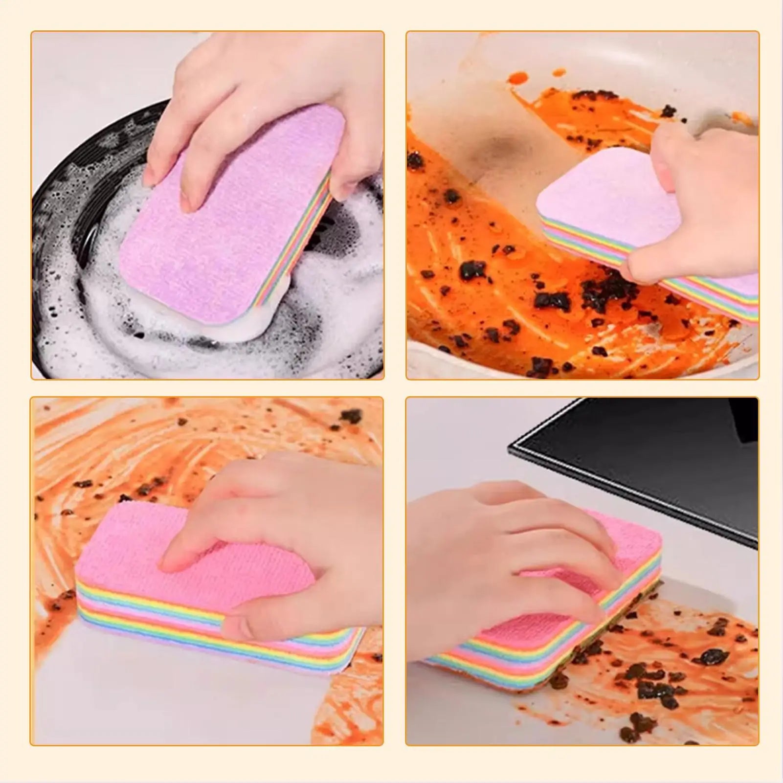 Pack of 2 Rainbow Microfiber Reusable Dishcloth – Multi-Purpose Kitchen Cleaning Cloth