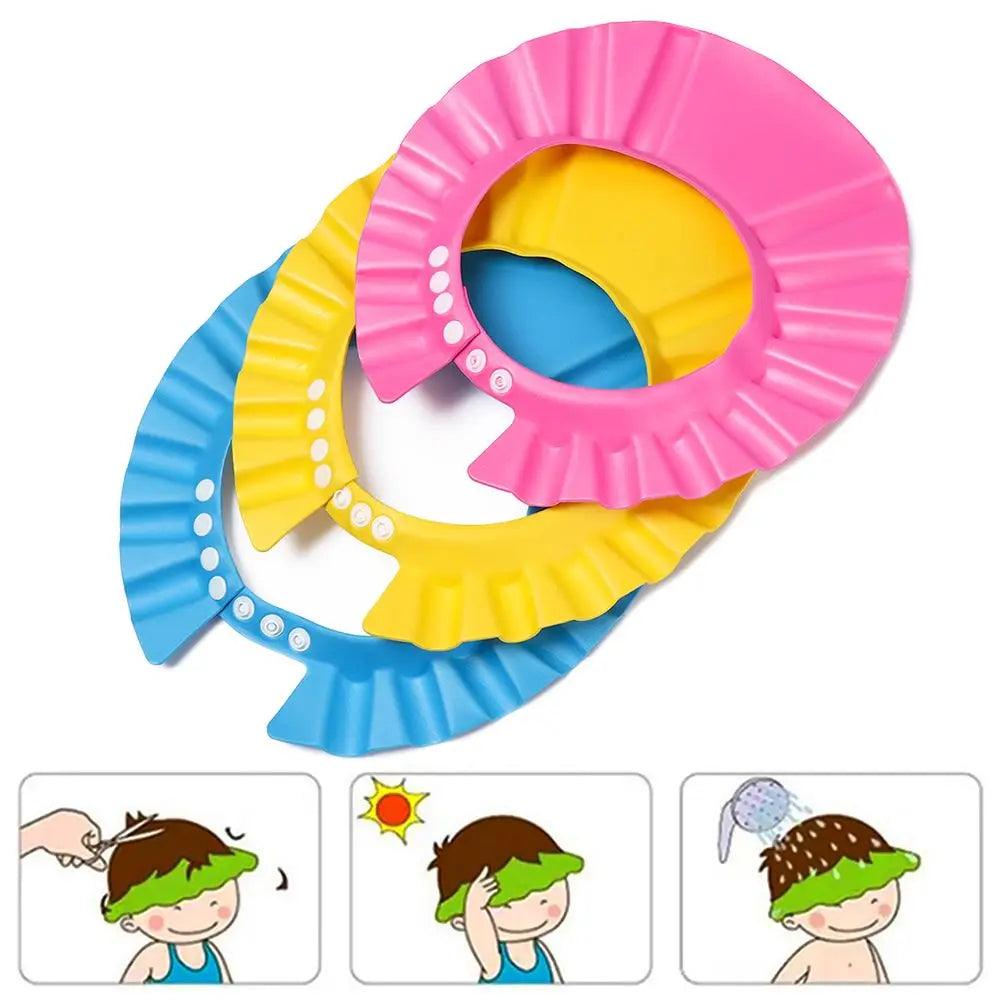 Pack of 2 Kids Shower Cap – Adjustable Baby Bath Shampoo Shield Hat