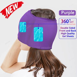 Hot & Cold Therapy Ice Cap – Gel Headache Relief Mask | Migraine Relief & Stress Cooling Cap