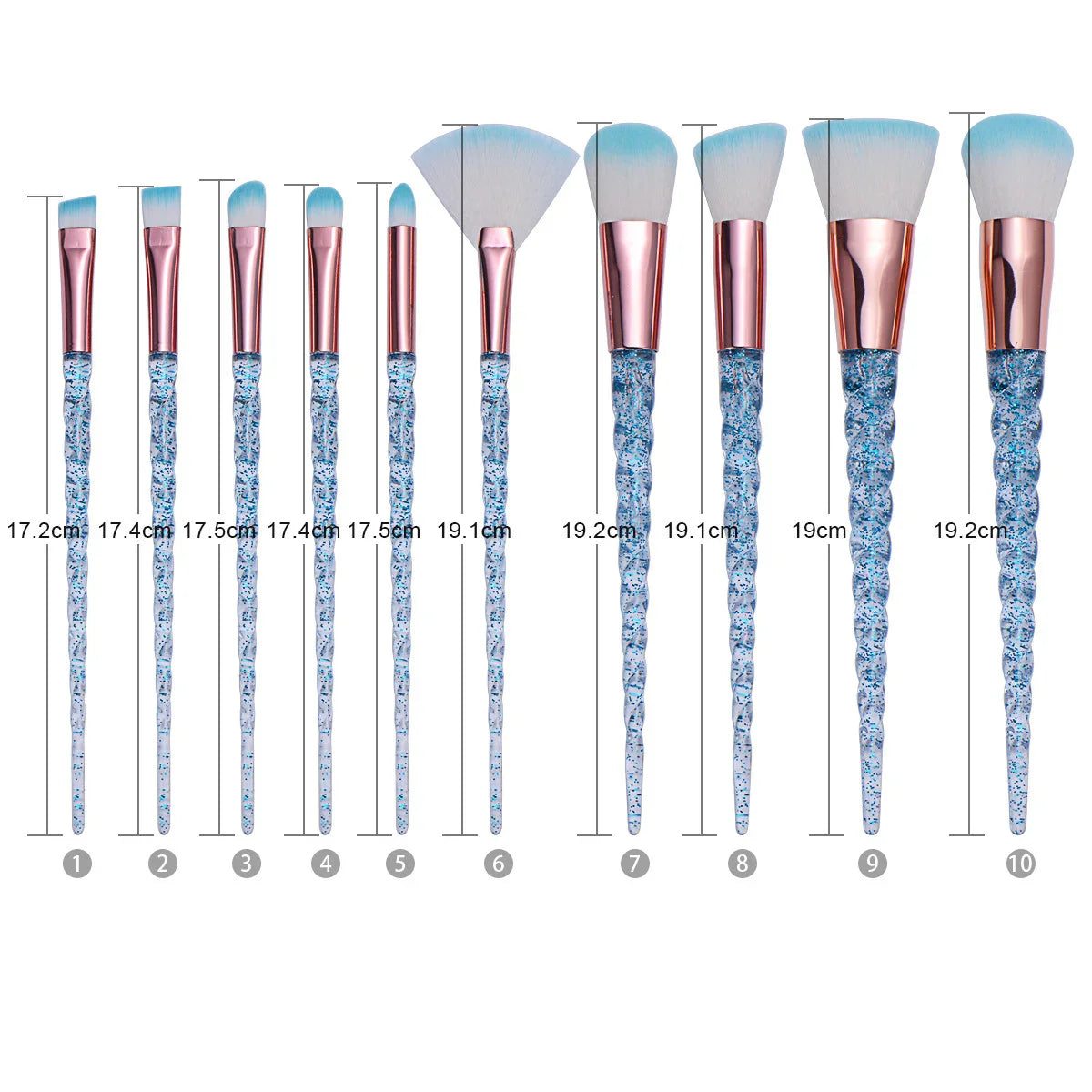 Glitter Pagoda 7pcs Makeup Brush Set – Crystal Handle Cosmetic Brushes Kit