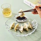 Pack of 2 Crystal Sea Shell Plate – Elegant Glass Serving Plate with Sauce Compartment