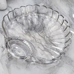 Pack of 2 Crystal Sea Shell Plate – Elegant Glass Serving Plate with Sauce Compartment