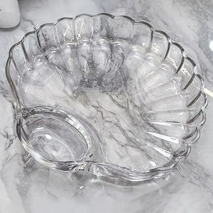Pack of 2 Crystal Sea Shell Plate – Elegant Glass Serving Plate with Sauce Compartment