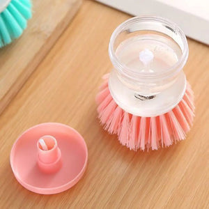 Pack of 2 Dish Cleaning Brush with Soap Dispenser – Automatic Liquid Dispensing Kitchen Scrubber