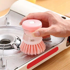 Pack of 2 Dish Cleaning Brush with Soap Dispenser – Automatic Liquid Dispensing Kitchen Scrubber