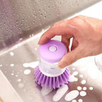 Pack of 2 Dish Cleaning Brush with Soap Dispenser – Automatic Liquid Dispensing Kitchen Scrubber