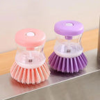 Pack of 2 Dish Cleaning Brush with Soap Dispenser – Automatic Liquid Dispensing Kitchen Scrubber
