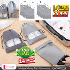 Azaadi Sale Offer 14 Shoe Pouches & Dustproof Travel Organizer (14 Bags)
