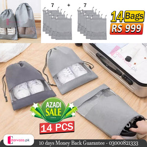 Azaadi Sale Offer 14 Shoe Pouches & Dustproof Travel Organizer (14 Bags)