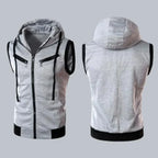 Sleeveless Zipper Hoodie in Gray Color