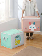 (Pack of 3) Cartoon Animal Foldable Storage Organizer Bags with Zippers And Handles