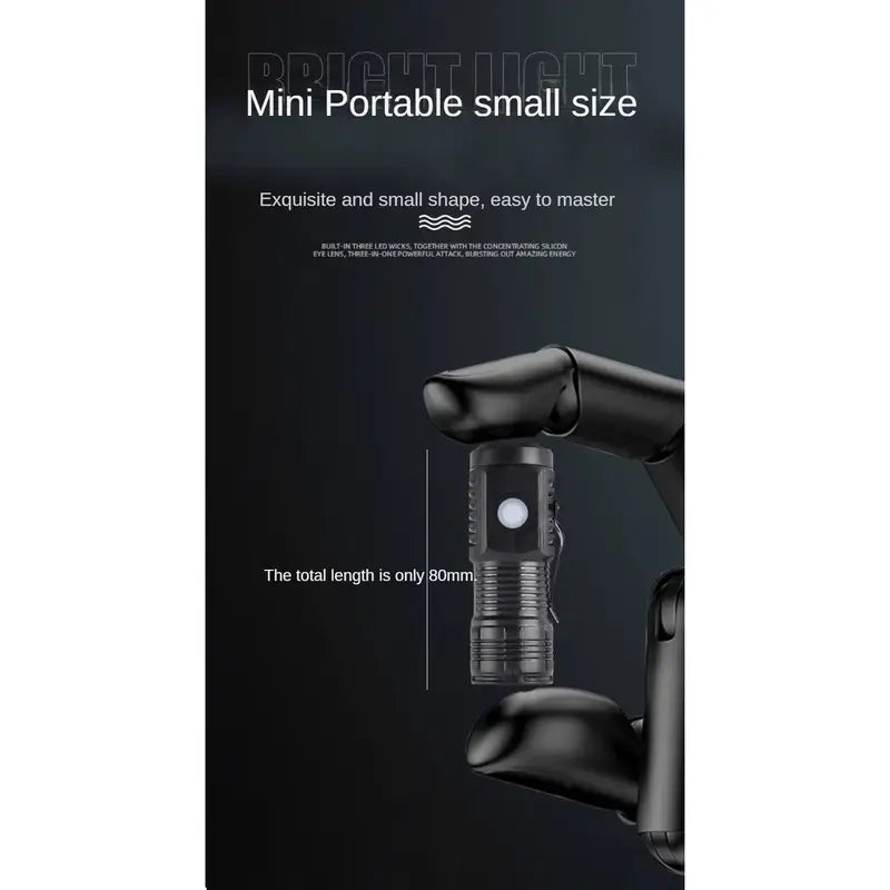Rechargeable 3 Led Mini Flashlight Emergency Touch Light with Out Magnetic