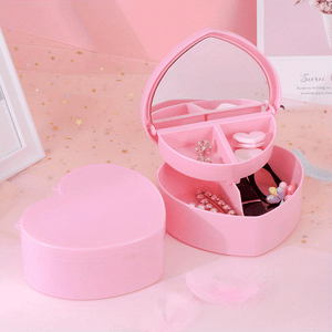 Heart Shape Double Layer Jewelry Organizer Storage Box For Women