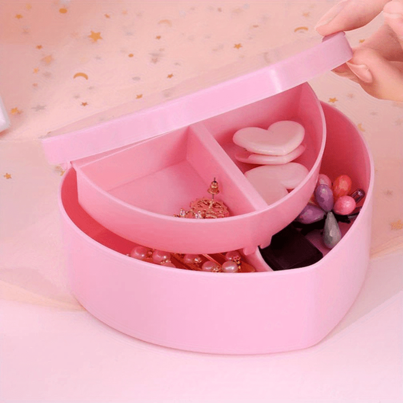 Heart Shape Double Layer Jewelry Organizer Storage Box For Women