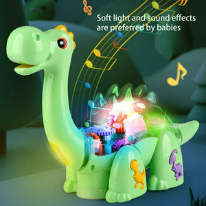 Electric Transparent Gear Dinosaur Toy with Music & Lights – Brachiosaurus for Kids (3–5 Years)