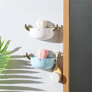 Pack of 4 Cute Deer Soap Holder Wall-Mounted Bathroom Storage Box