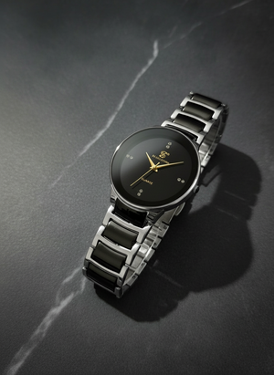 Centrix Chain Watch in Metallic Black with Golden/Silver Color Wrist Watch For Men